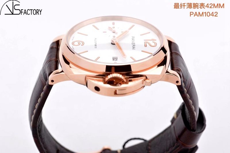 沛纳海高仿手表Luminor Due小红金42MM腕表侧面图