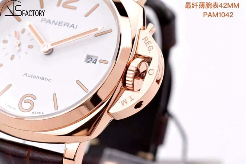 沛纳海高仿手表Luminor Due小红金42MM腕表细节图