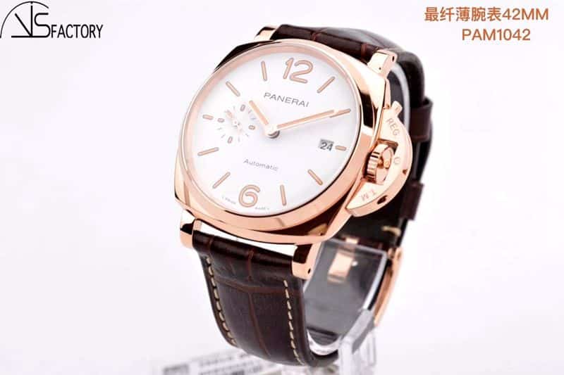 沛纳海高仿手表Luminor Due小红金42MM腕表正面图