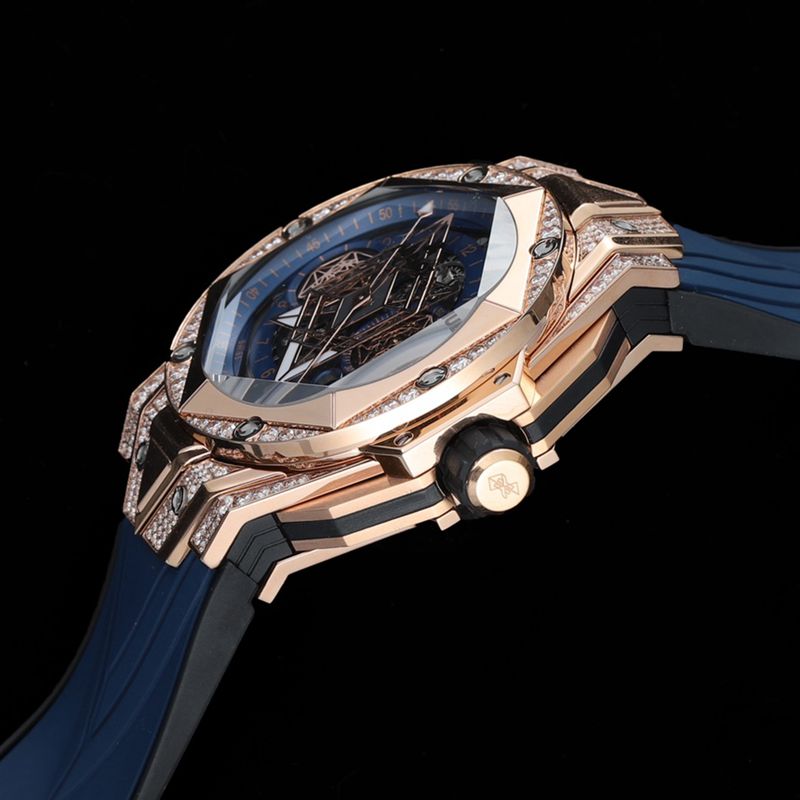 Hublot宇舶精仿手表手表全新BigBangSangBleuII刺青男士机械腕表侧面图