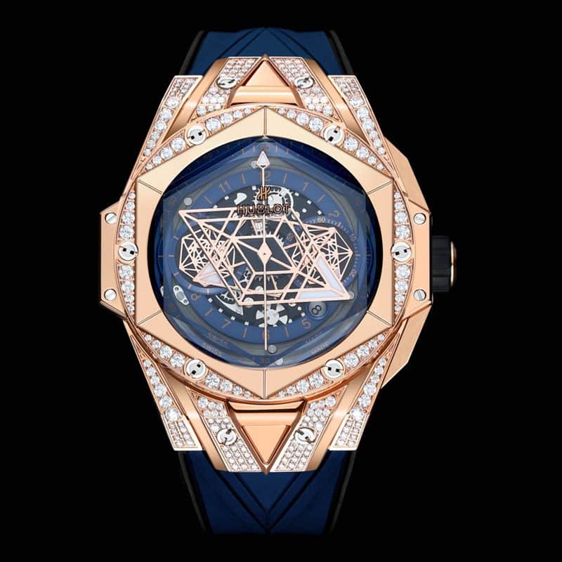 Hublot宇舶精仿手表手表全新BigBangSangBleuII刺青男士机械腕表正面图