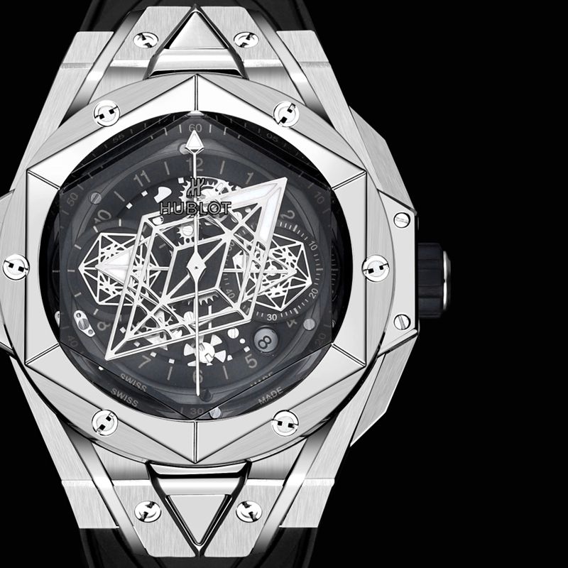 Hublot宇舶高仿手表全新BigBangSangBleuII刺青男士机械腕表正面图