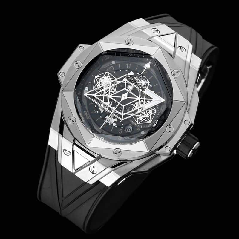 Hublot宇舶高仿手表全新BigBangSangBleuII刺青男士机械腕表正面图