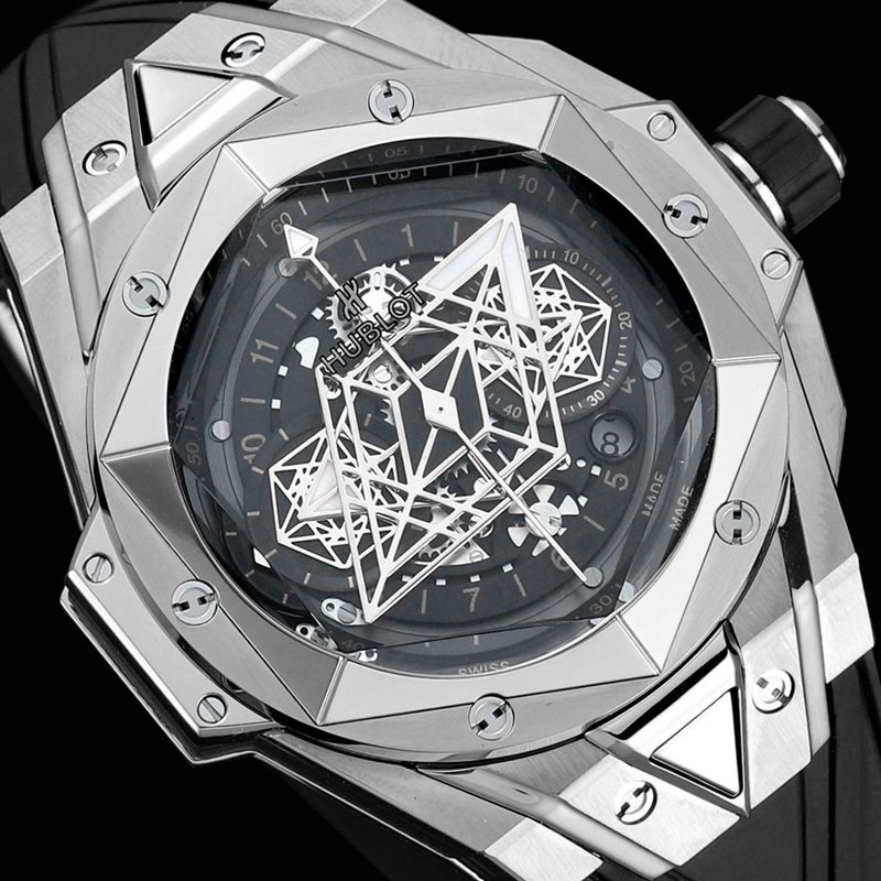 Hublot宇舶高仿手表全新BigBangSangBleuII刺青男士机械腕表正面图