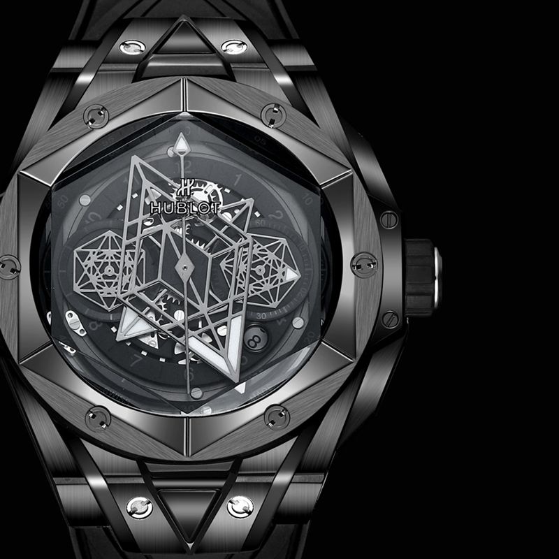 Hublot宇舶复刻手表全新BigBangSangBleuII刺青男士机械腕表正面图