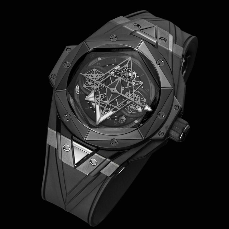 Hublot宇舶复刻手表全新BigBangSangBleuII刺青男士机械腕表正面图