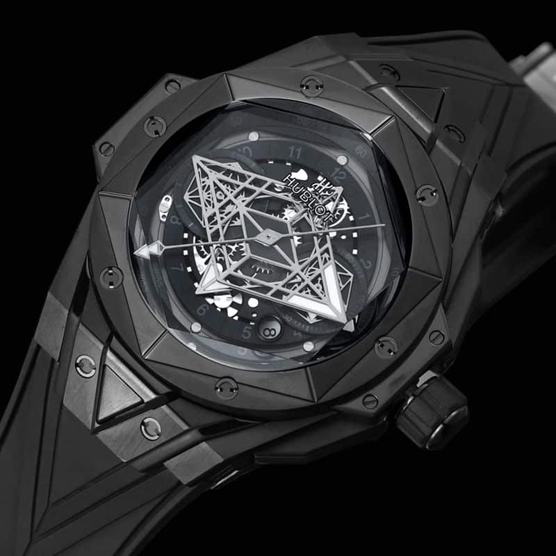 Hublot宇舶复刻手表全新BigBangSangBleuII刺青男士机械腕表正面图