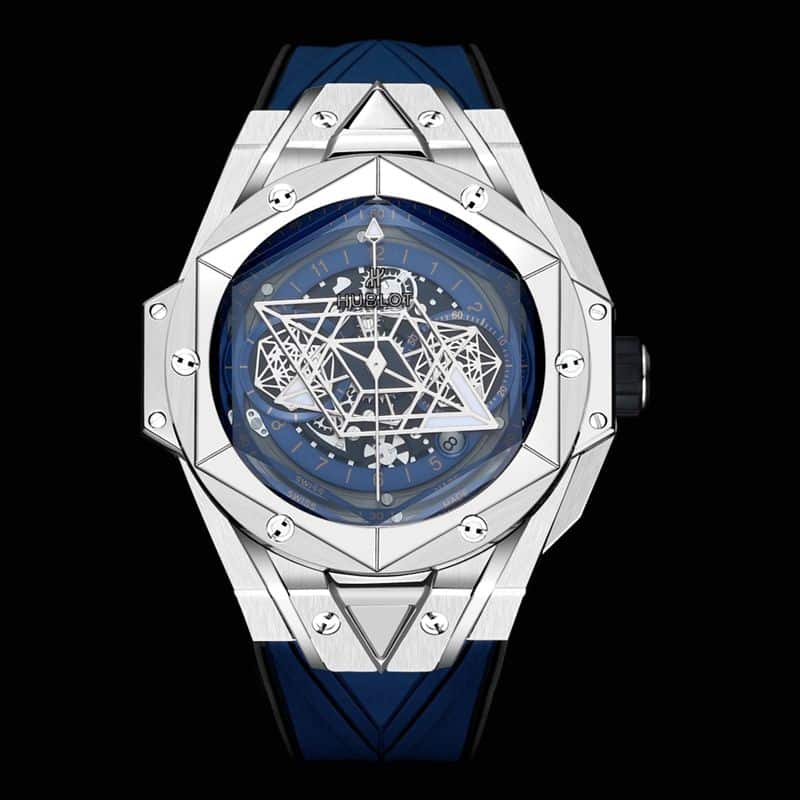 Hublot宇舶复刻手表全新BigBangSangBleuII刺青男士机械腕表正面图