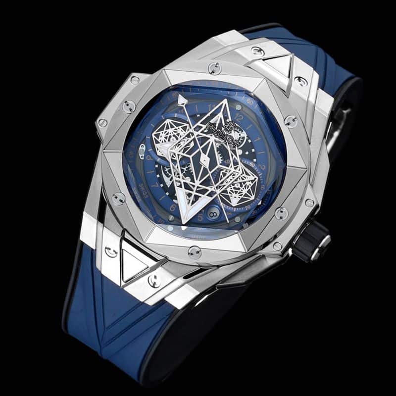 Hublot宇舶复刻手表全新BigBangSangBleuII刺青男士机械腕表正面图
