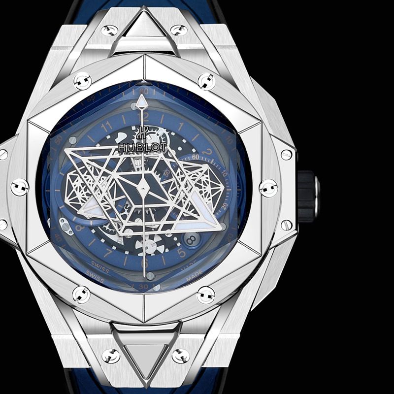 Hublot宇舶复刻手表全新BigBangSangBleuII刺青男士机械腕表正面图