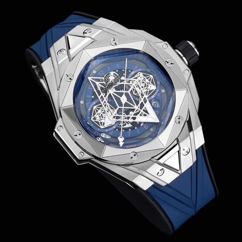 Hublot宇舶复刻手表全新BigBangSangBleuII刺青男士机械腕表正面图
