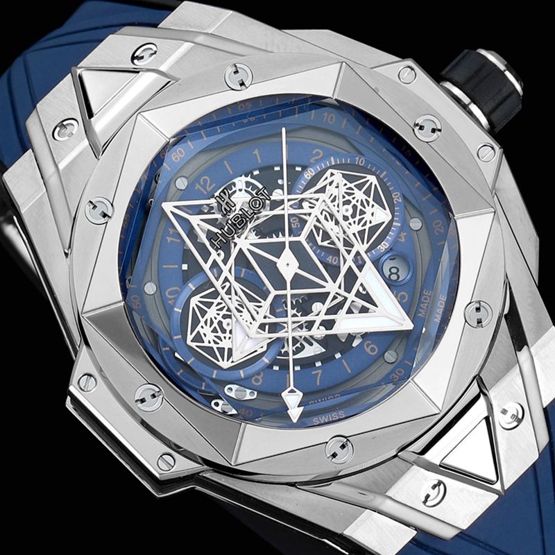 Hublot宇舶复刻手表全新BigBangSangBleuII刺青男士机械腕表正面图