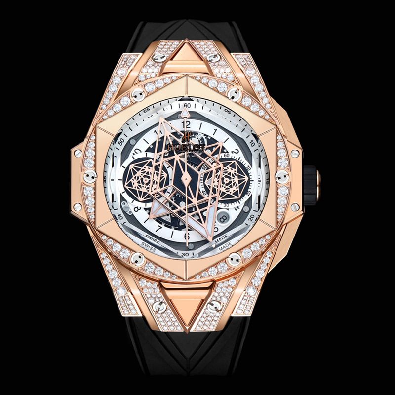 Hublot宇舶精仿手表手表全新BigBangSangBleuII刺青男士机械腕表正面图