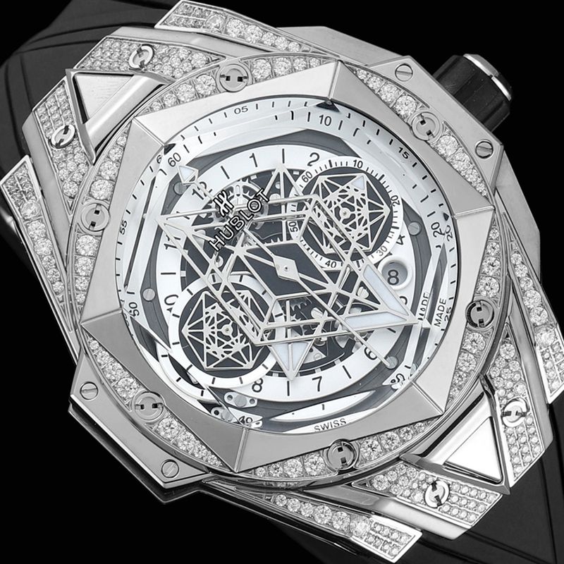 Hublot宇舶高仿手表全新BigBangSangBleuII刺青男士机械腕表正面图