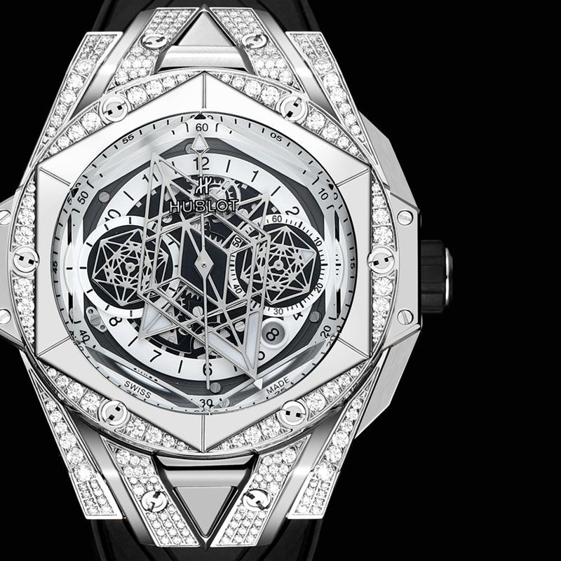 Hublot宇舶高仿手表全新BigBangSangBleuII刺青男士机械腕表正面图