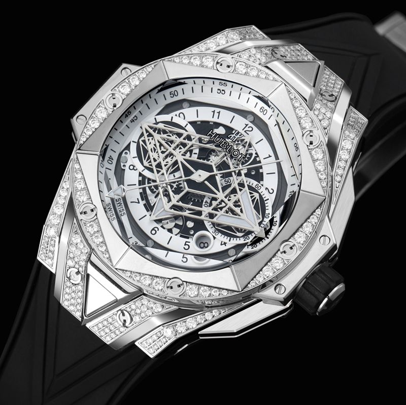 Hublot宇舶高仿手表全新BigBangSangBleuII刺青男士机械腕表正面图