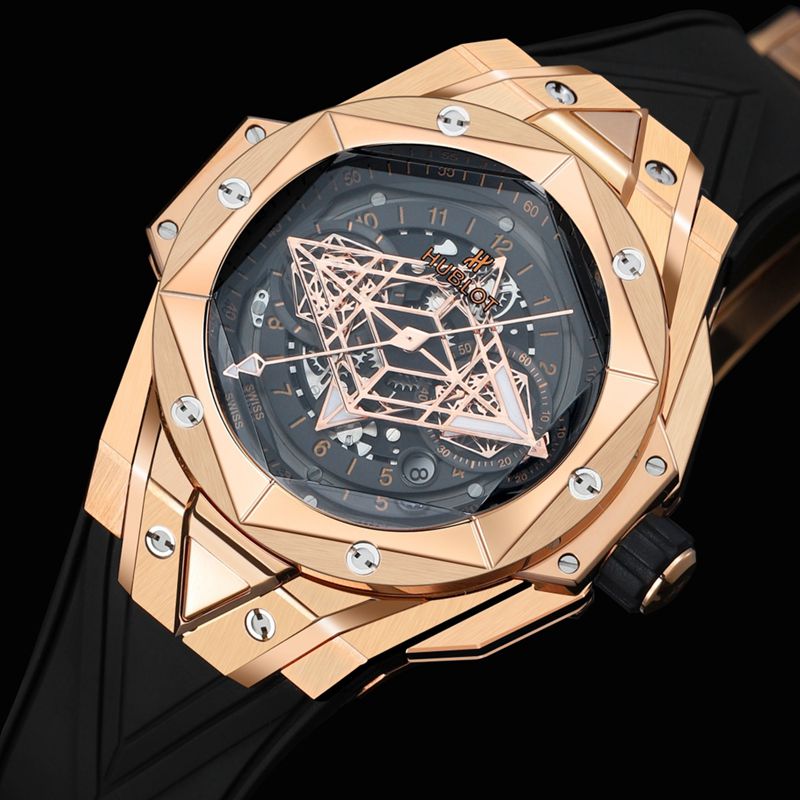 Hublot宇舶高仿手表全新BigBangSangBleuII刺青男士机械腕表正面图