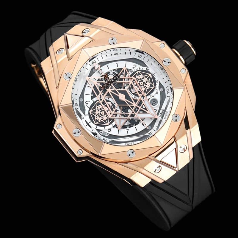 Hublot宇舶精仿手表全新BigBangSangBleuII刺青男士机械腕表正面图