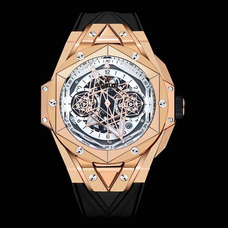 Hublot宇舶精仿手表全新BigBangSangBleuII刺青男士机械腕表正面图