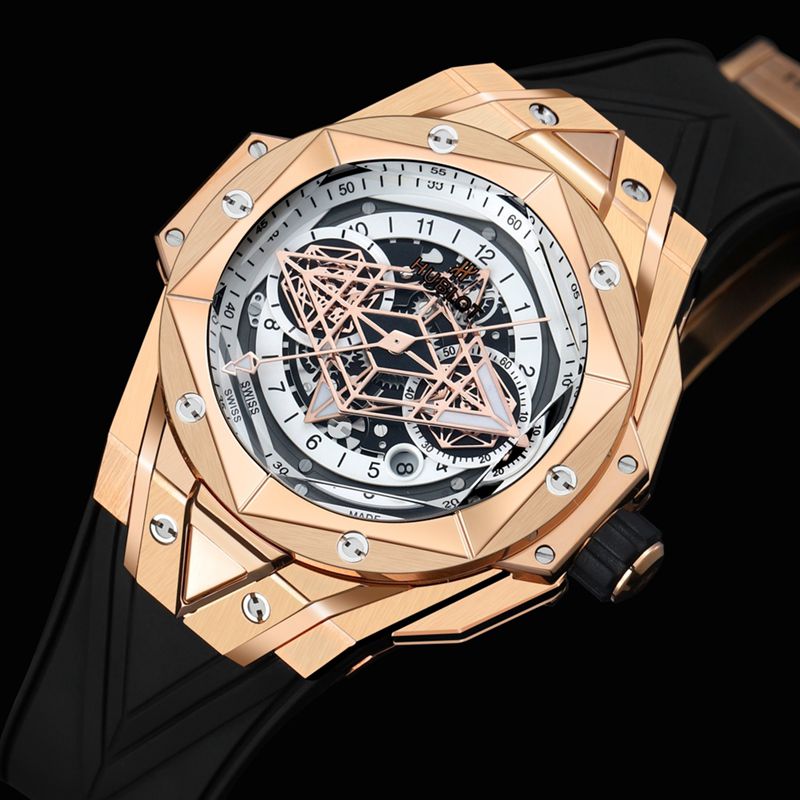 Hublot宇舶精仿手表全新BigBangSangBleuII刺青男士机械腕表正面图