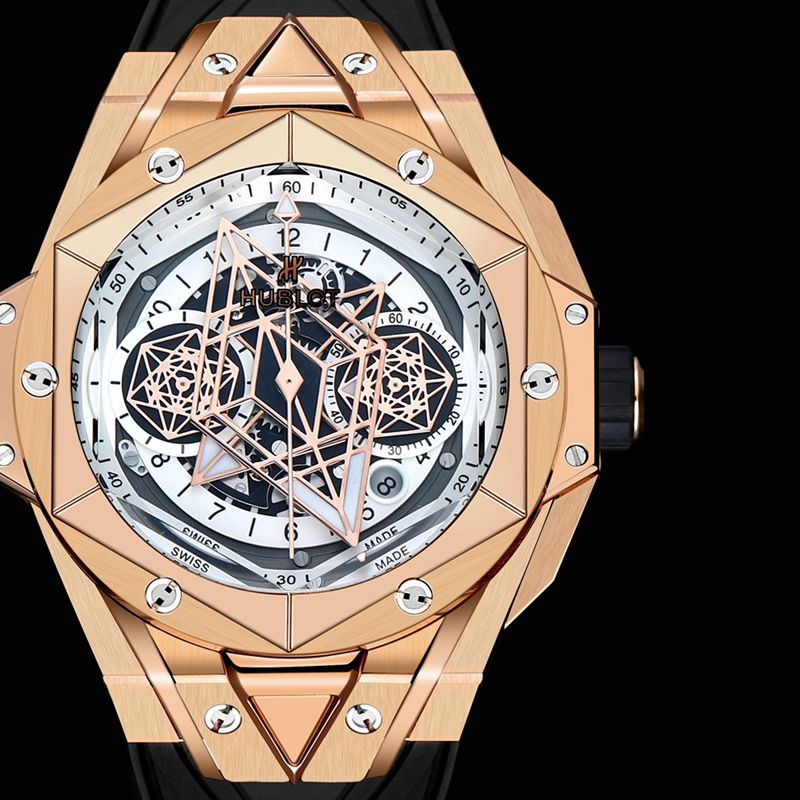 Hublot宇舶精仿手表全新BigBangSangBleuII刺青男士机械腕表正面图