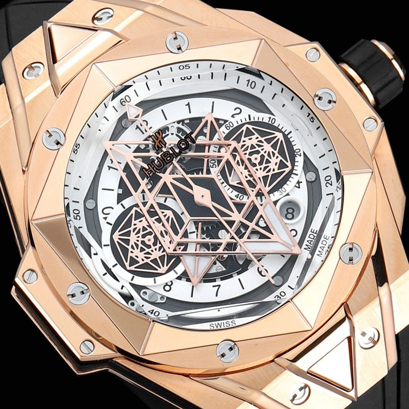 Hublot宇舶精仿手表全新BigBangSangBleuII刺青男士机械腕表正面图
