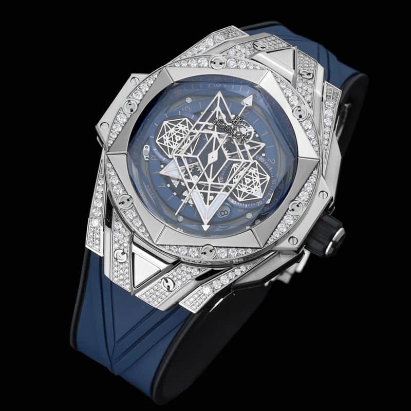 Hublot宇舶复刻手表全新BigBangSangBleuII刺青男士机械腕表正面图