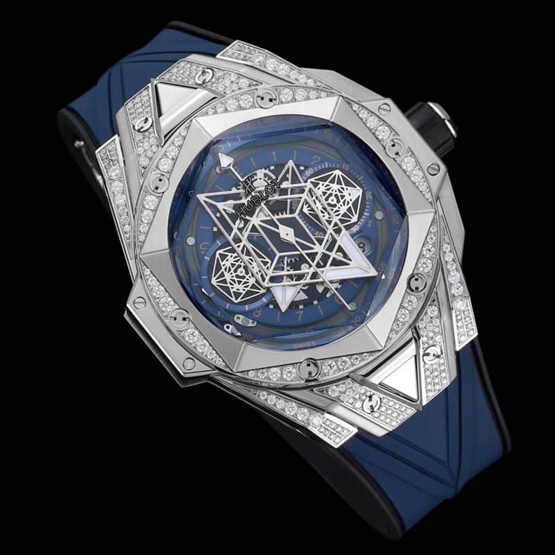 Hublot宇舶复刻手表全新BigBangSangBleuII刺青男士机械腕表正面图