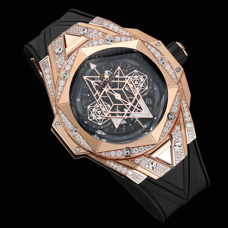 Hublot宇舶精仿手表手表全新BigBangSangBleuII刺青男士机械腕表正面图