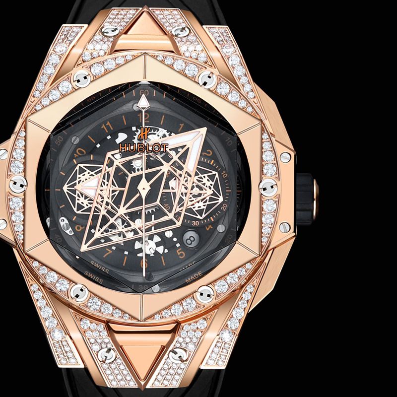 Hublot宇舶精仿手表手表全新BigBangSangBleuII刺青男士机械腕表正面图
