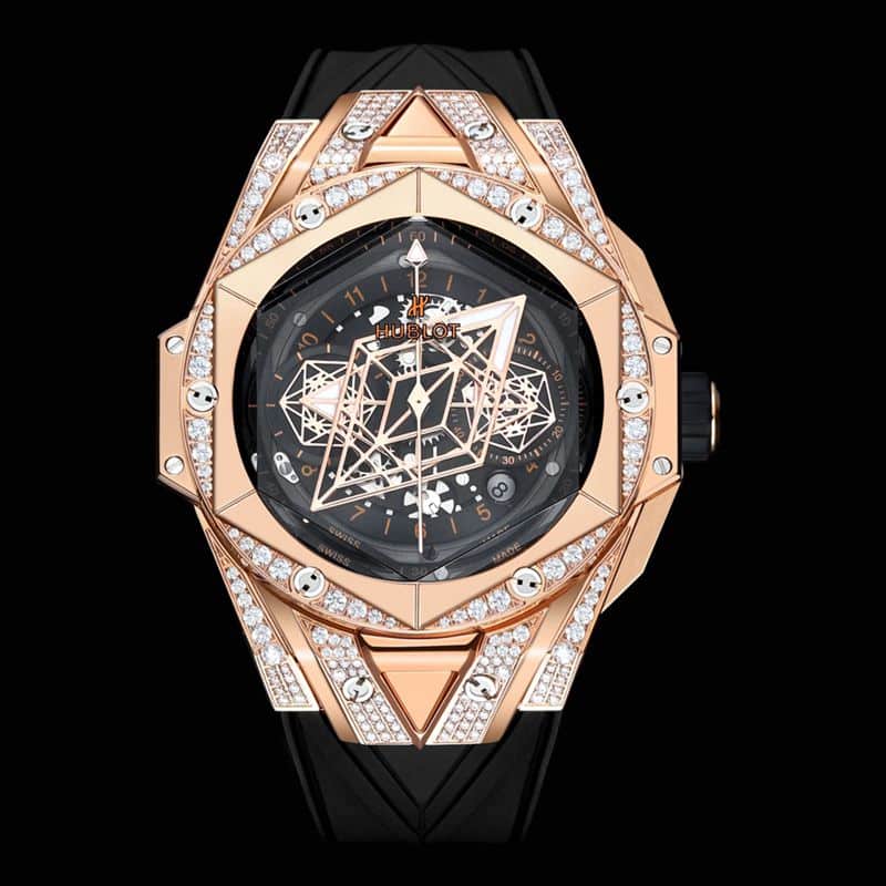 Hublot宇舶精仿手表手表全新BigBangSangBleuII刺青男士机械腕表正面图