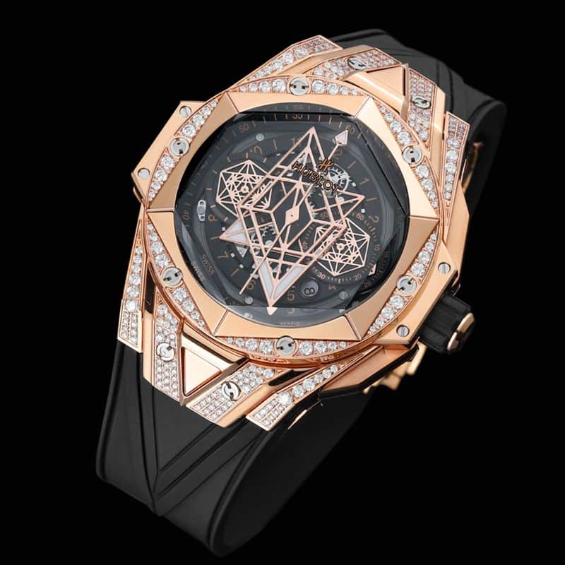 Hublot宇舶精仿手表手表全新BigBangSangBleuII刺青男士机械腕表正面图