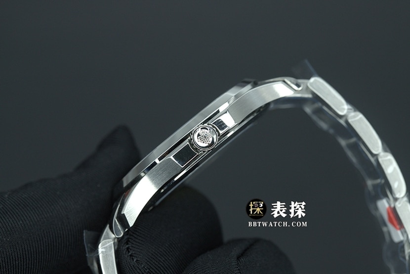 WY-3K厂顶级百达翡丽手雷复刻手表超薄324SC机芯灰盘钢带侧面实拍图