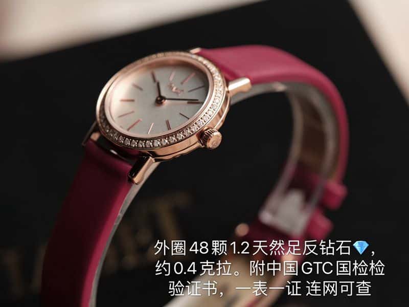 伯爵顶级高仿手表ALTIPLANO系列女士钻石皮带石英休闲腕表侧面图