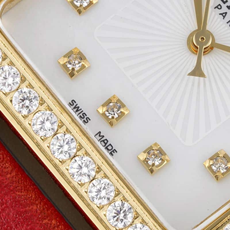 爱马仕顶级精仿手表HeureH大三针系列女士皮带白盘金色腕表细节图