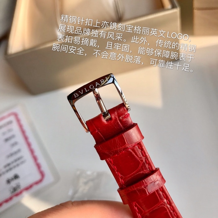 顶级复刻手表宝格丽女款白盘自动机械皮带腕表表扣图