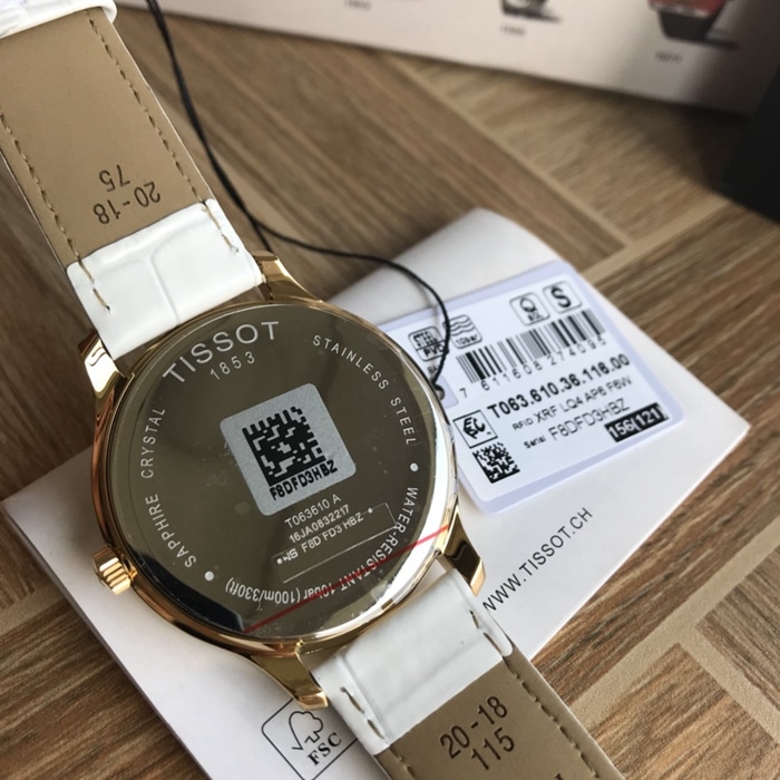 顶级复刻原单手表天梭男款白盘白带俊雅系列石英皮带腕表底盖图