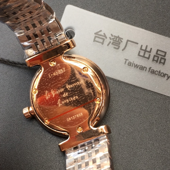 顶级复刻手表浪琴女款玫瑰金带情侣对表嘉岚系列石英腕表后盖图