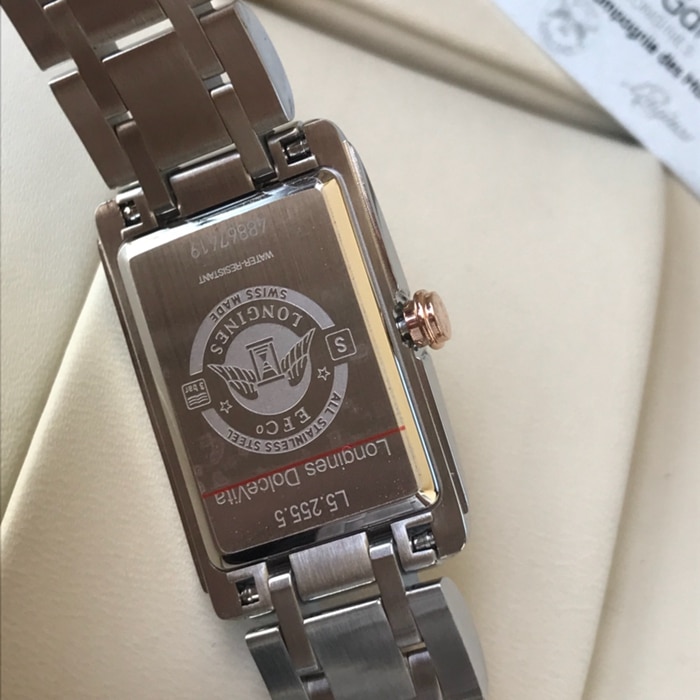 顶级复刻原单手表浪琴女款白盘间金带黛绰维纳系列 腕表底盖图