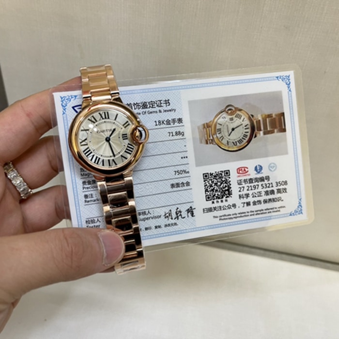 顶级复刻手表卡地亚蓝气球女款真金真钻钢带腕表正面图