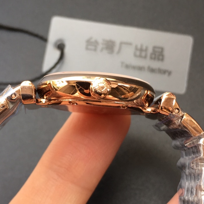 顶级复刻手表浪琴女款玫瑰金带情侣对表嘉岚系列石英腕表侧面图