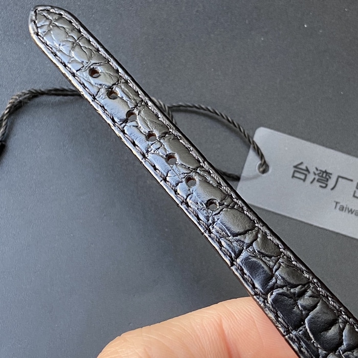顶级复刻手表浪琴情侣表蓝盘黑带嘉岚系列皮带石英腕表表带图