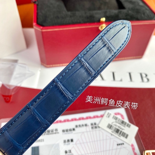 顶级复刻原单手表卡地亚男款蓝盘蓝带蓝气球系列全自动机械皮带手表表带图