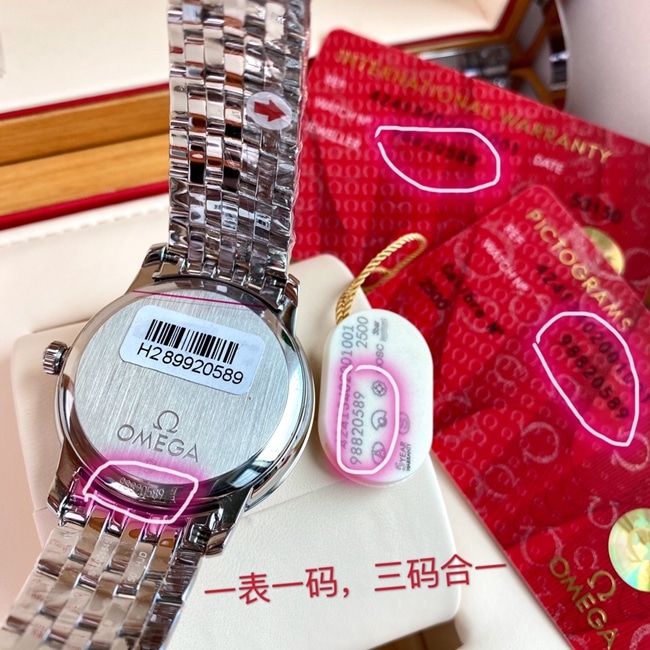 顶级复刻原单手表欧米茄黑盘钢带自动机械蝶飞系列男款手表底盖图