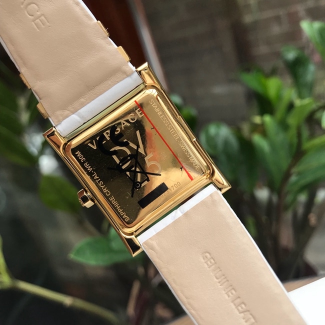 顶级复刻原单手表范思哲女款白盘白带VD25周年系列中性石英皮带手表底盖图