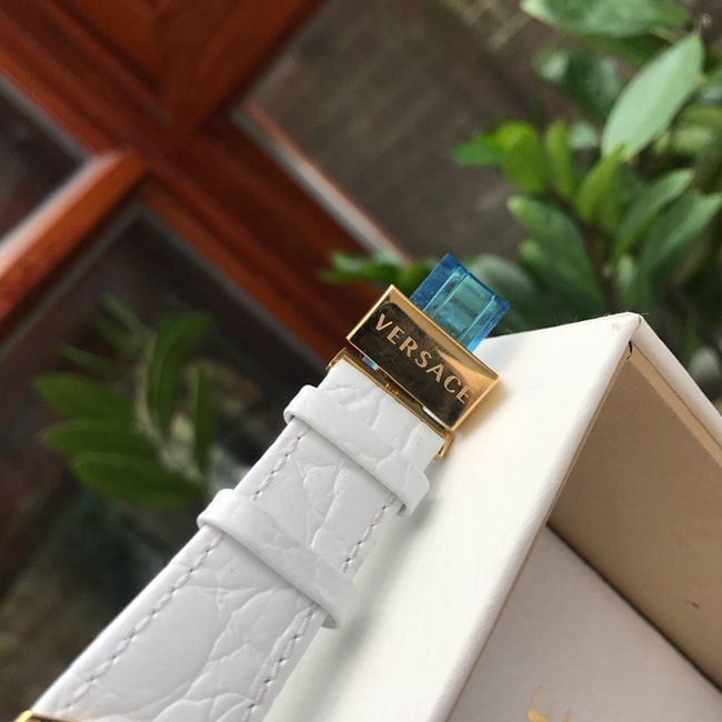 顶级复刻原单手表范思哲女款白盘白带VD25周年系列中性石英皮带手表表扣图