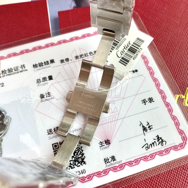 顶级复刻原单手表卡地亚男款棕盘钢带蓝气球系列自动机械手表表扣图
