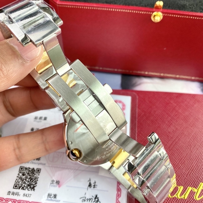 原单手表卡地亚男款白盘间金带42mm自动机械蓝气球系列手表表扣图