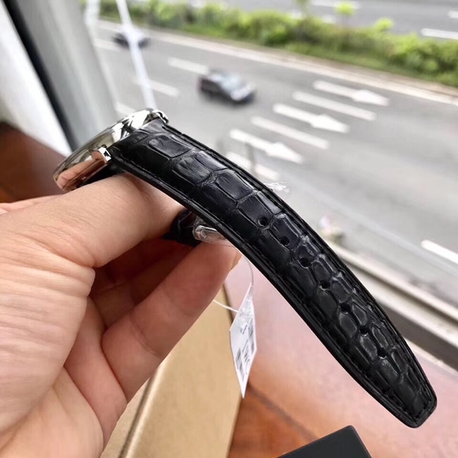 顶级复刻原单手表万国男款黑盘黑带自动机械柏涛菲诺皮带手表表带图