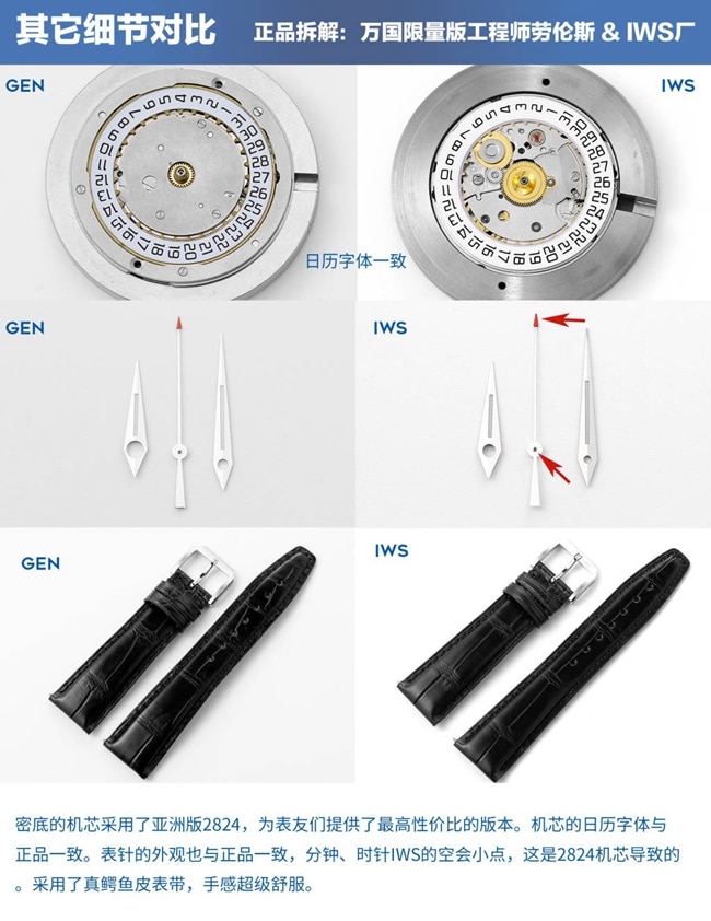 IWC万国劳伦斯IWS厂复刻手表真假对比评测机芯工艺图